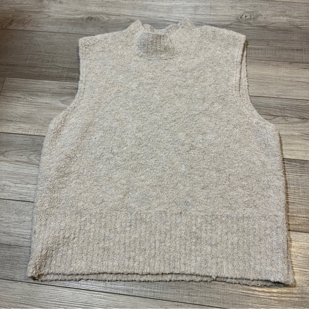 Rachel Zoe Beige Mock Neck Vest Sweater Women’s XL Knit Lagonlook Cozy   Winter